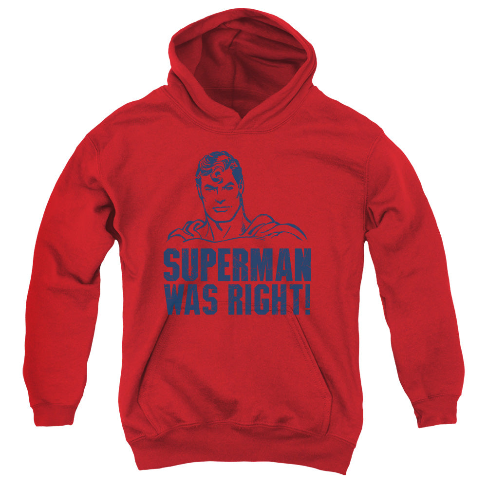Superman - Was Right - Youth Pull-over Hoodie - Red