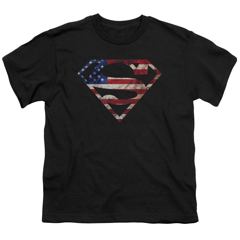 Superman - Super Patriot - Short Sleeve Youth 18/1 - Black T-shirt