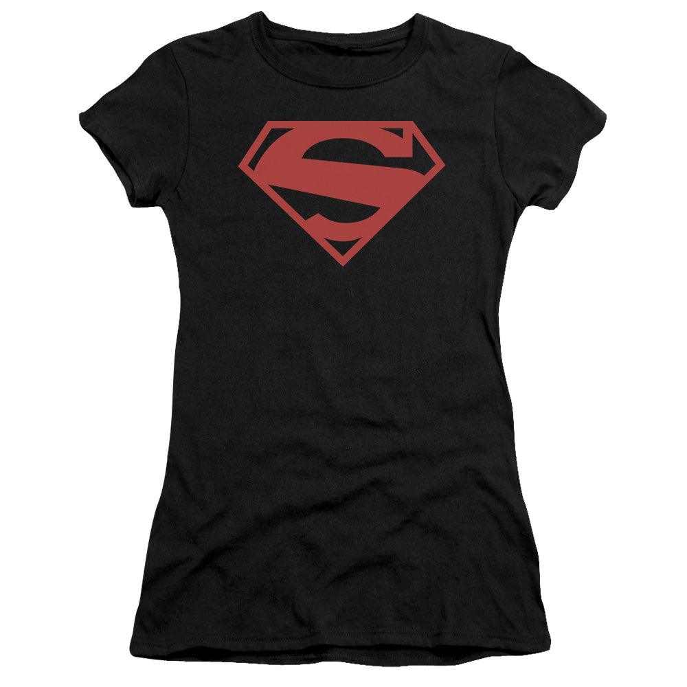 Superman - 52 Red Block - Short Sleeve Junior Sheer - Black T-shirt