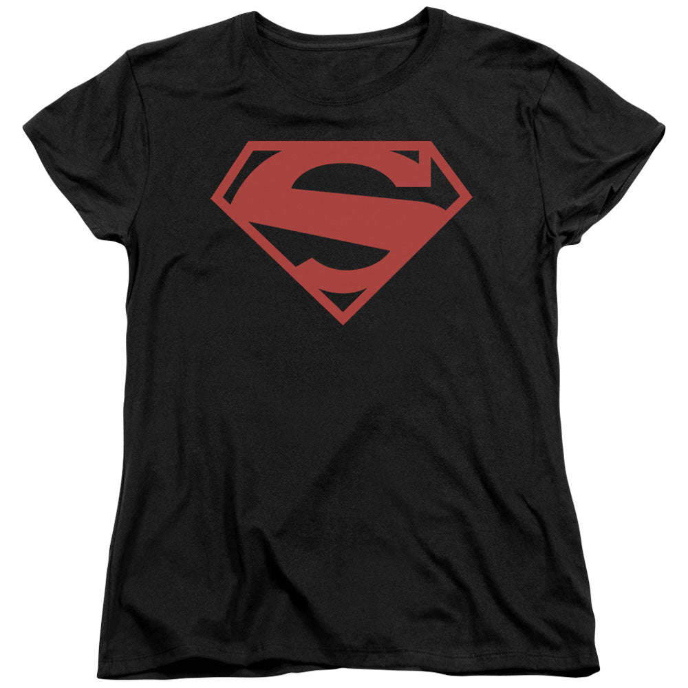 Superman - 52 Red Block - Short Sleeve Womens Tee - Black T-shirt