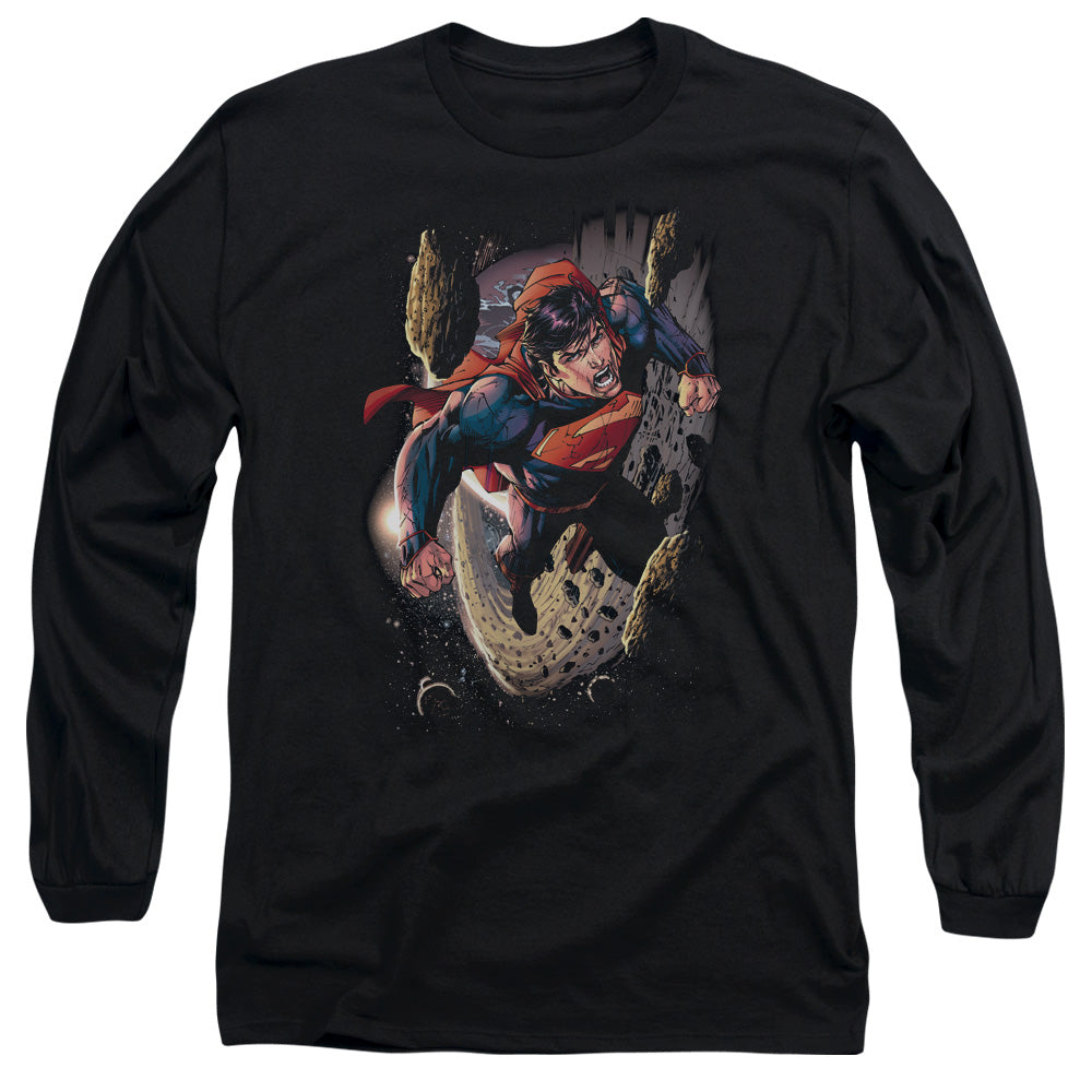 Superman - Orbit - Long Sleeve Adult 18/1 - Black T-shirt