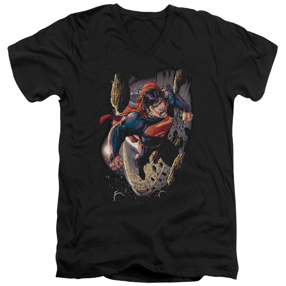 Superman - Orbit - Short Sleeve Adult V-neck 30/1 - Black T-shirt