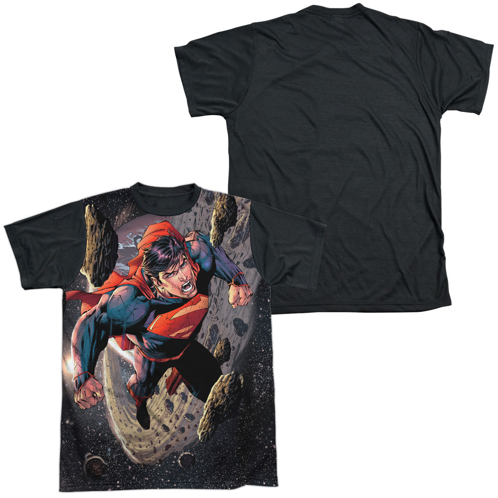 Superman - Up Up - Short Sleeve Adult White Front Black Back - White T-shirt