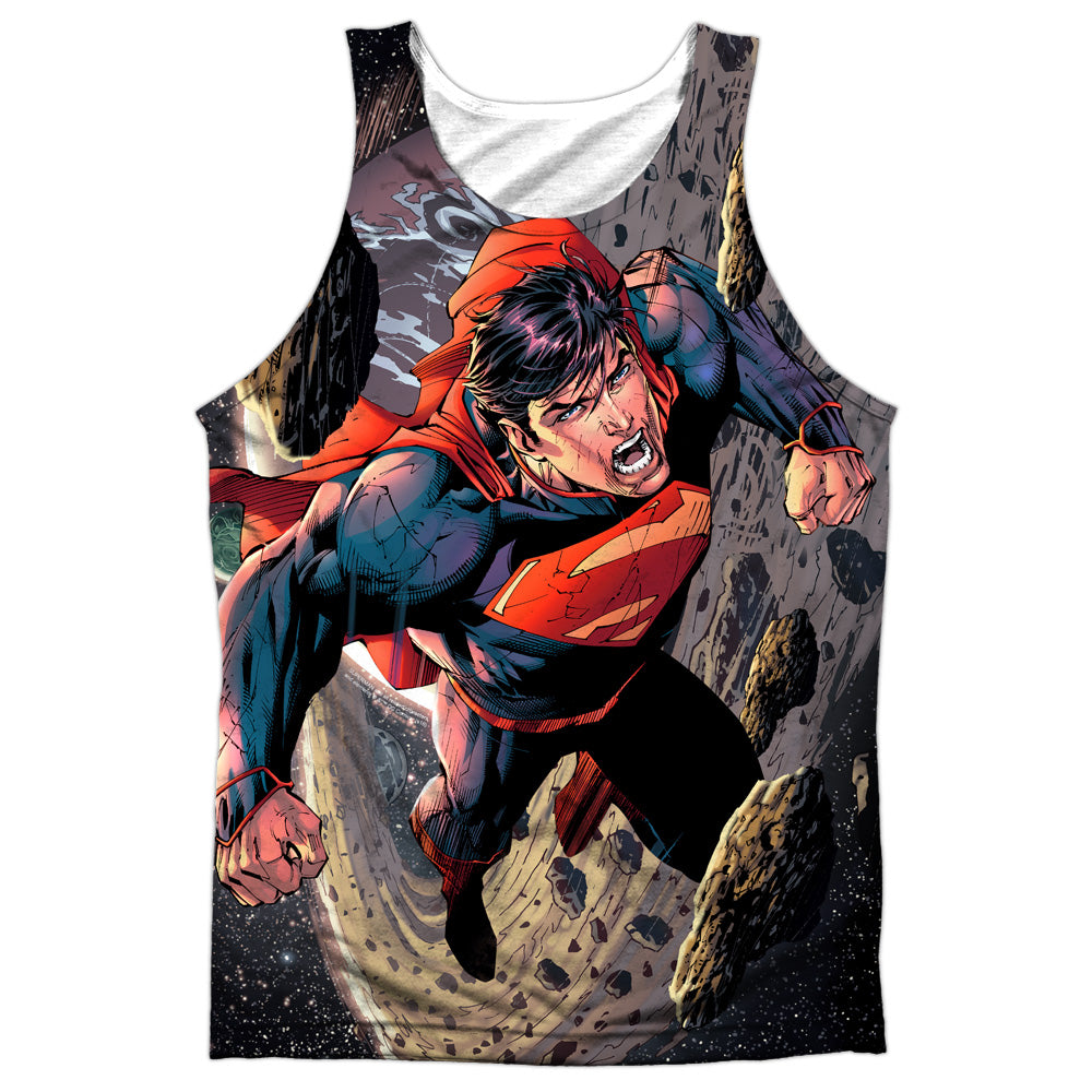Superman - Up Up - Adult 100% Poly Tank Top - White