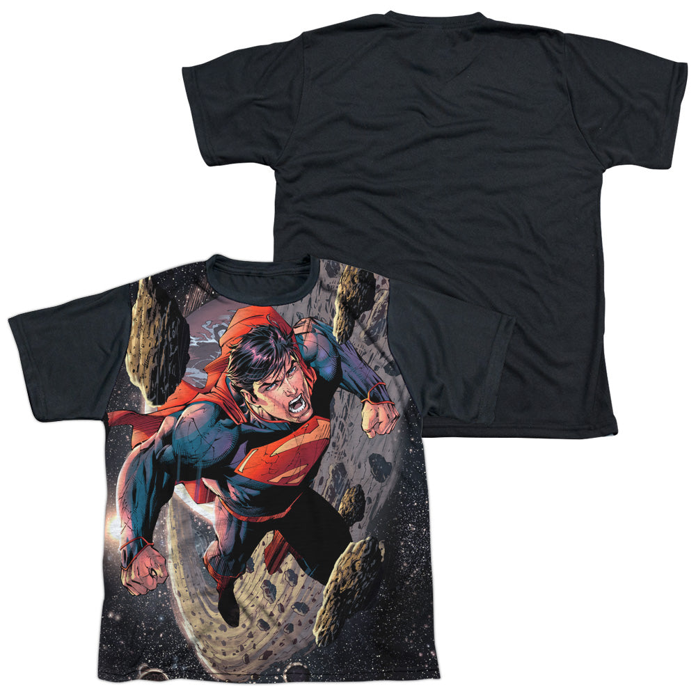 Superman - Up Up - Short Sleeve Youth White Front Black Back - White T-shirt