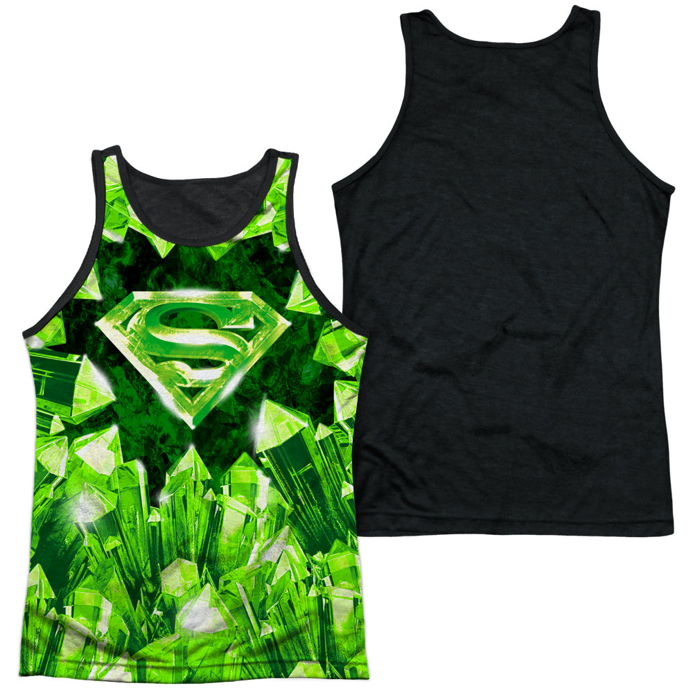 Superman - Kryptonite Shield - Adult Poly Tank Top Black Back - White
