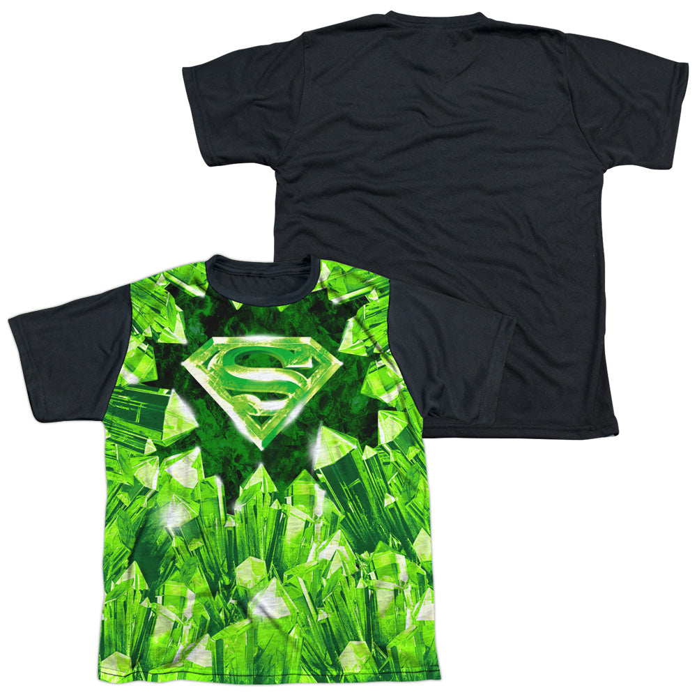 Superman - Kryptonite Shield - Short Sleeve Youth White Front Black Back - White T-shirt