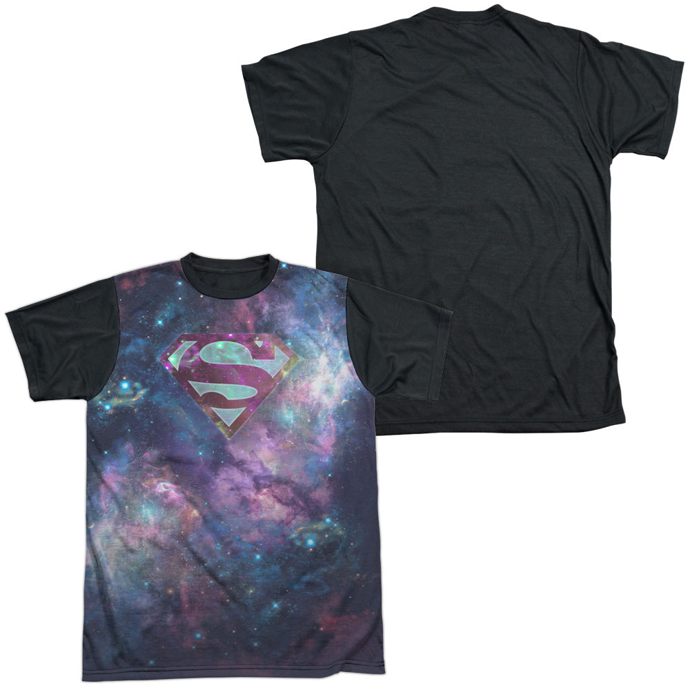 Superman - Spaced Out Logo - Short Sleeve Adult White Front Black Back - White T-shirt