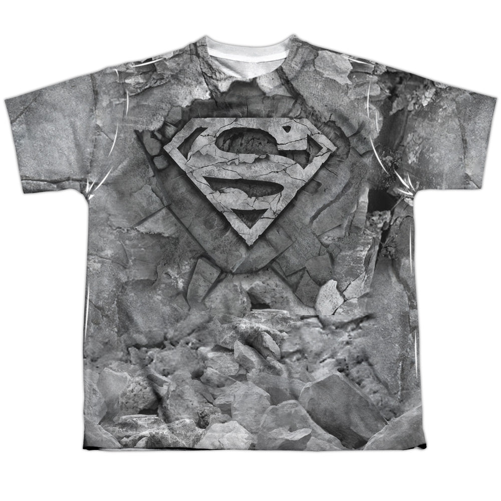 Superman - Rock & Rumble - Short Sleeve Youth Poly Crew - White T-shirt
