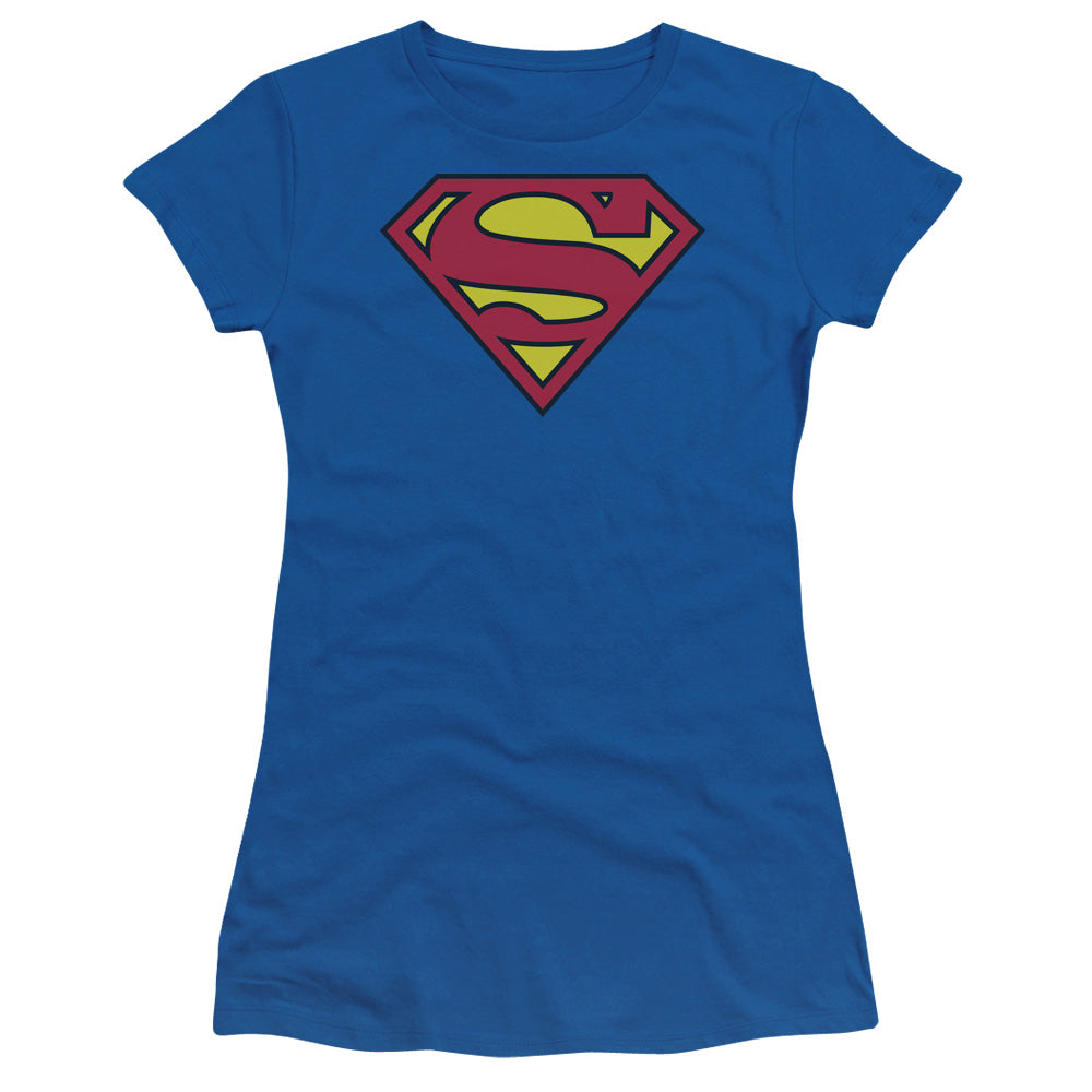Superman - Classic Logo - Short Sleeve Junior Sheer - Royal Blue T-shirt