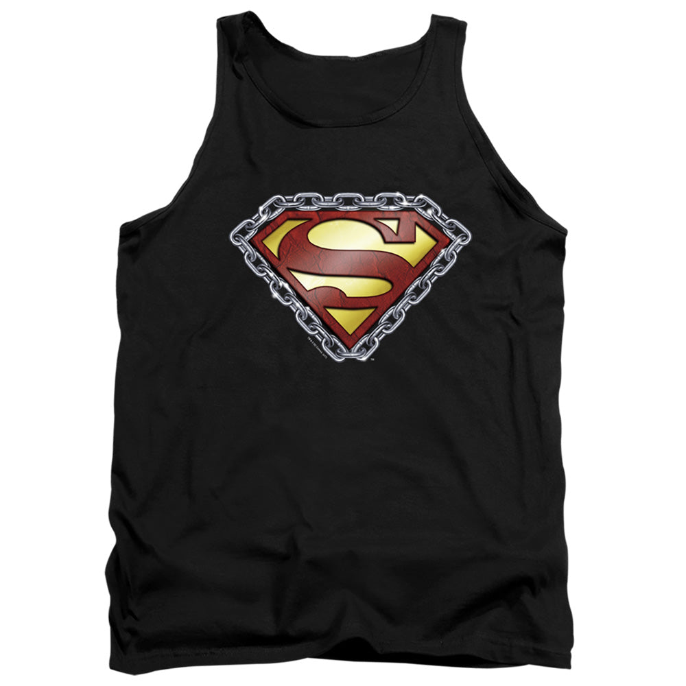Superman Chained Shield - Adult Tank - Black