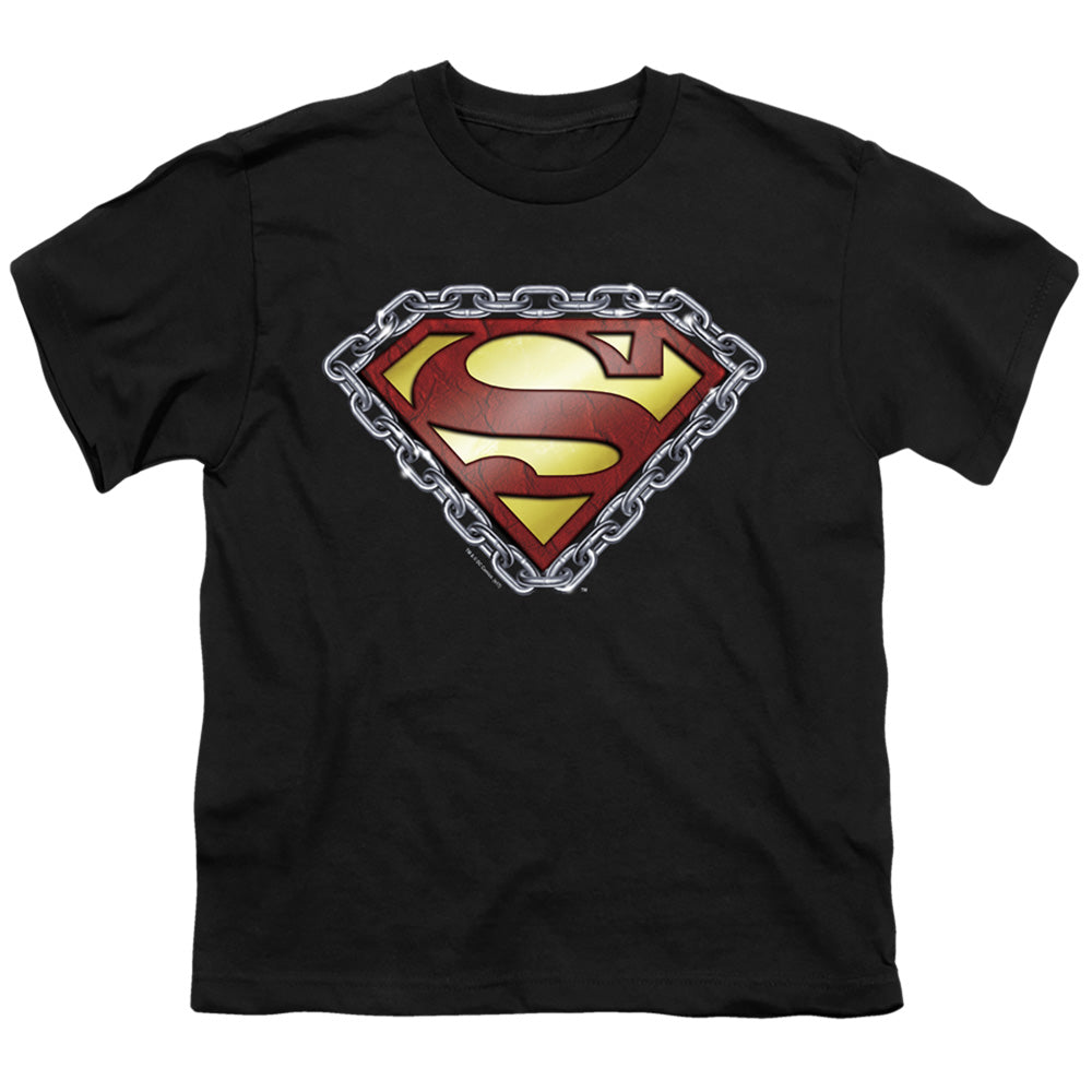 Superman - Chained Shield - Short Sleeve Youth 18/1 - Black T-shirt