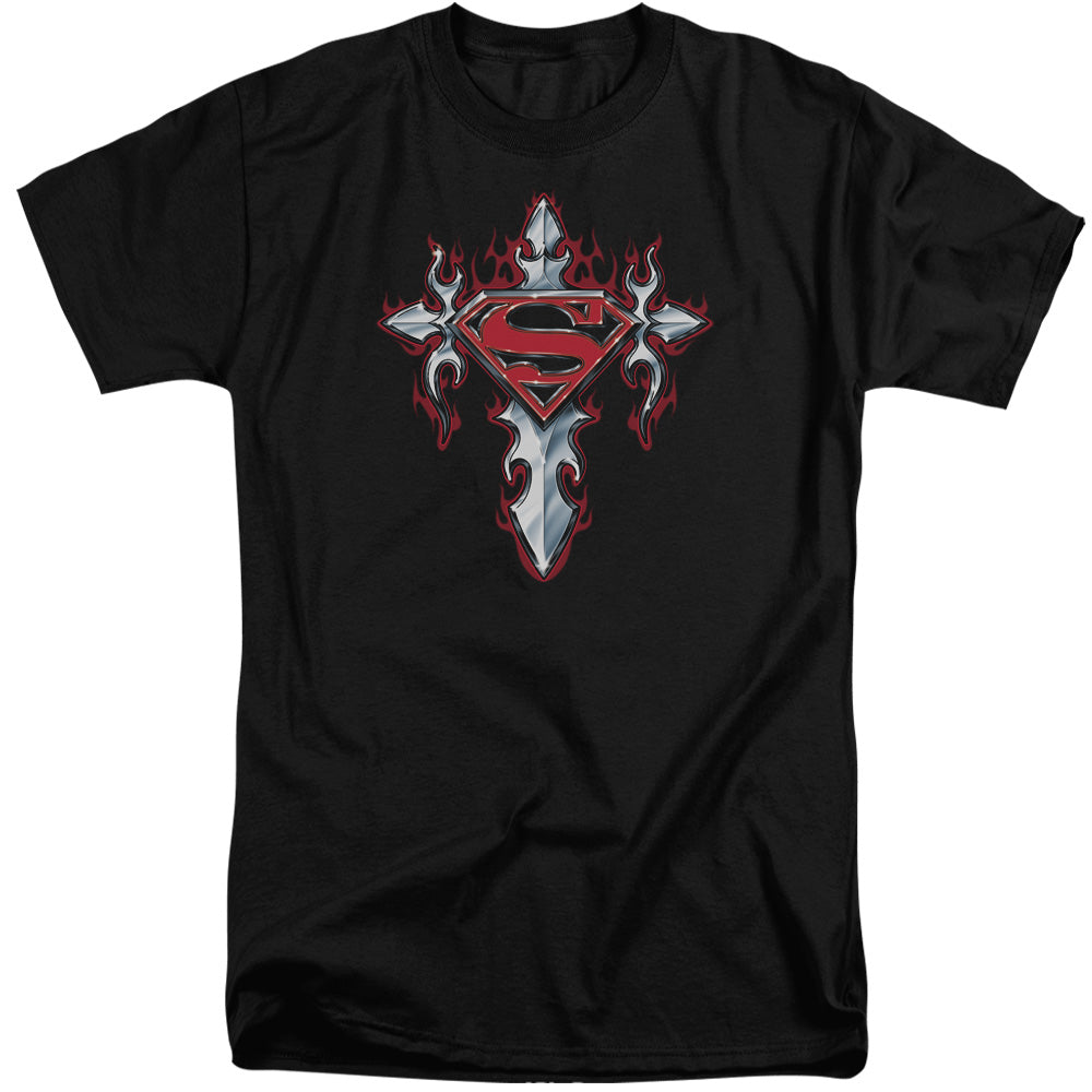 Superman - Gothic Steel Logo - Short Sleeve Adult Tall - Black T-shirt
