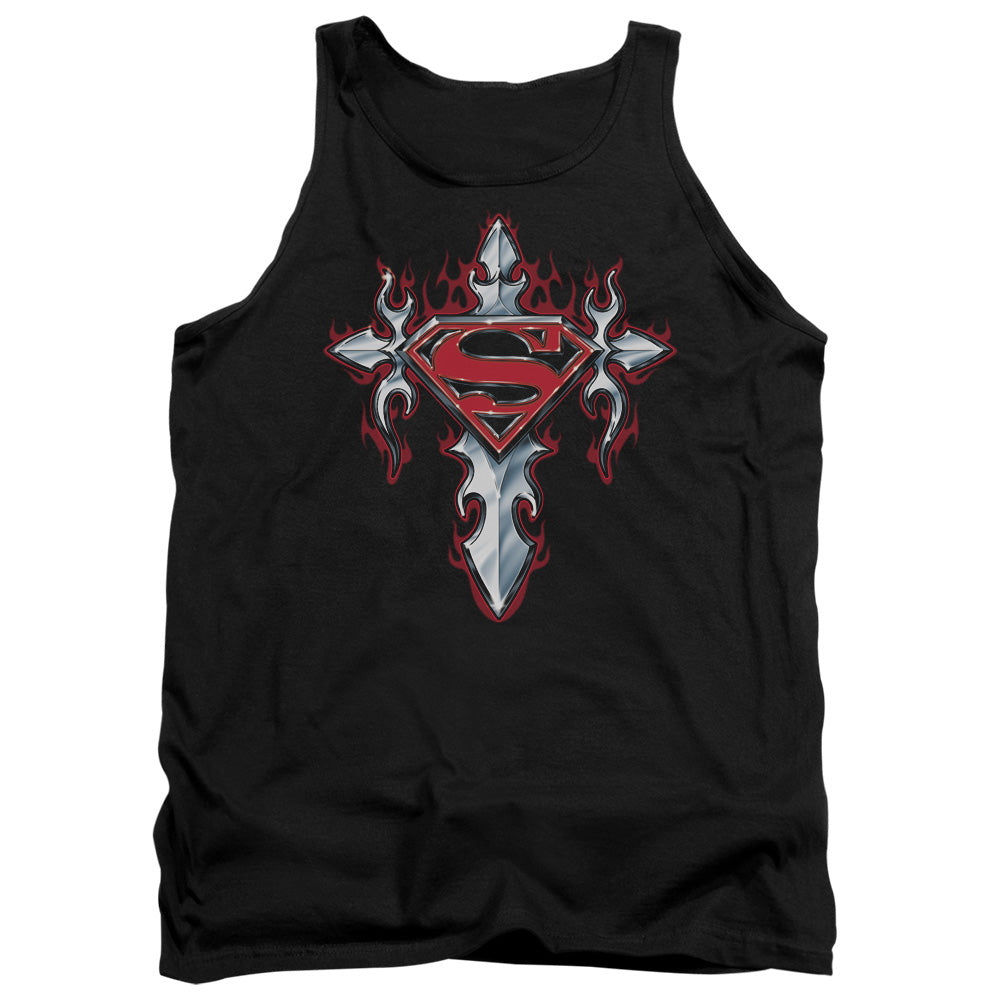 Superman - Gothic Steel Logo - Adult Tank - Black