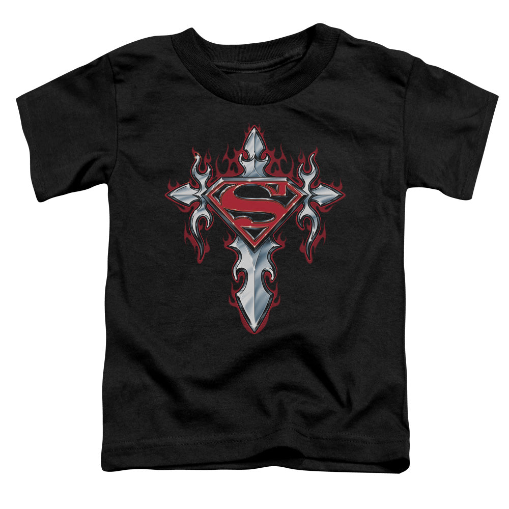 Superman - Gothic Steel Logo - Short Sleeve Toddler Tee - Black T-shirt