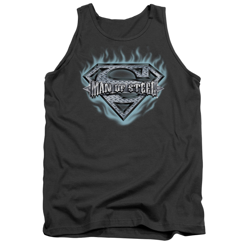 Superman - Man Of Steel Shield - Adult Tank - Charcoal