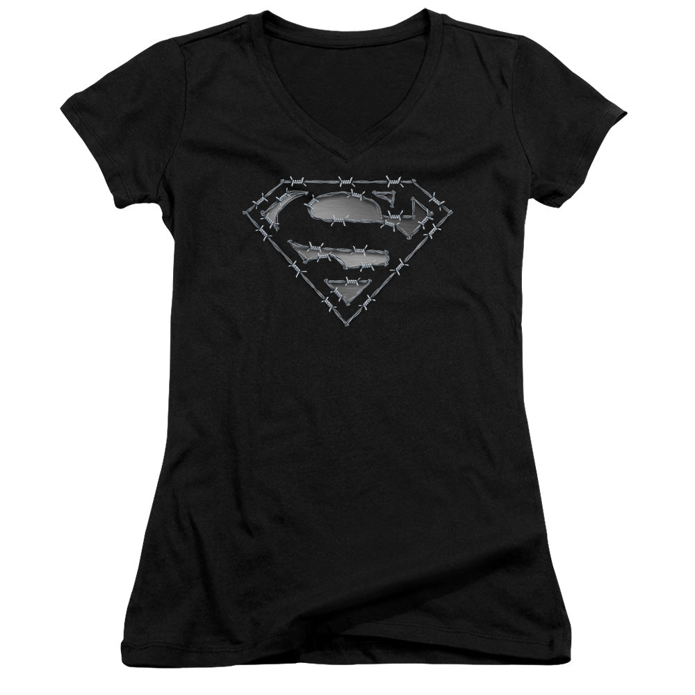 Superman Barbed Wire - Junior V-neck - Black