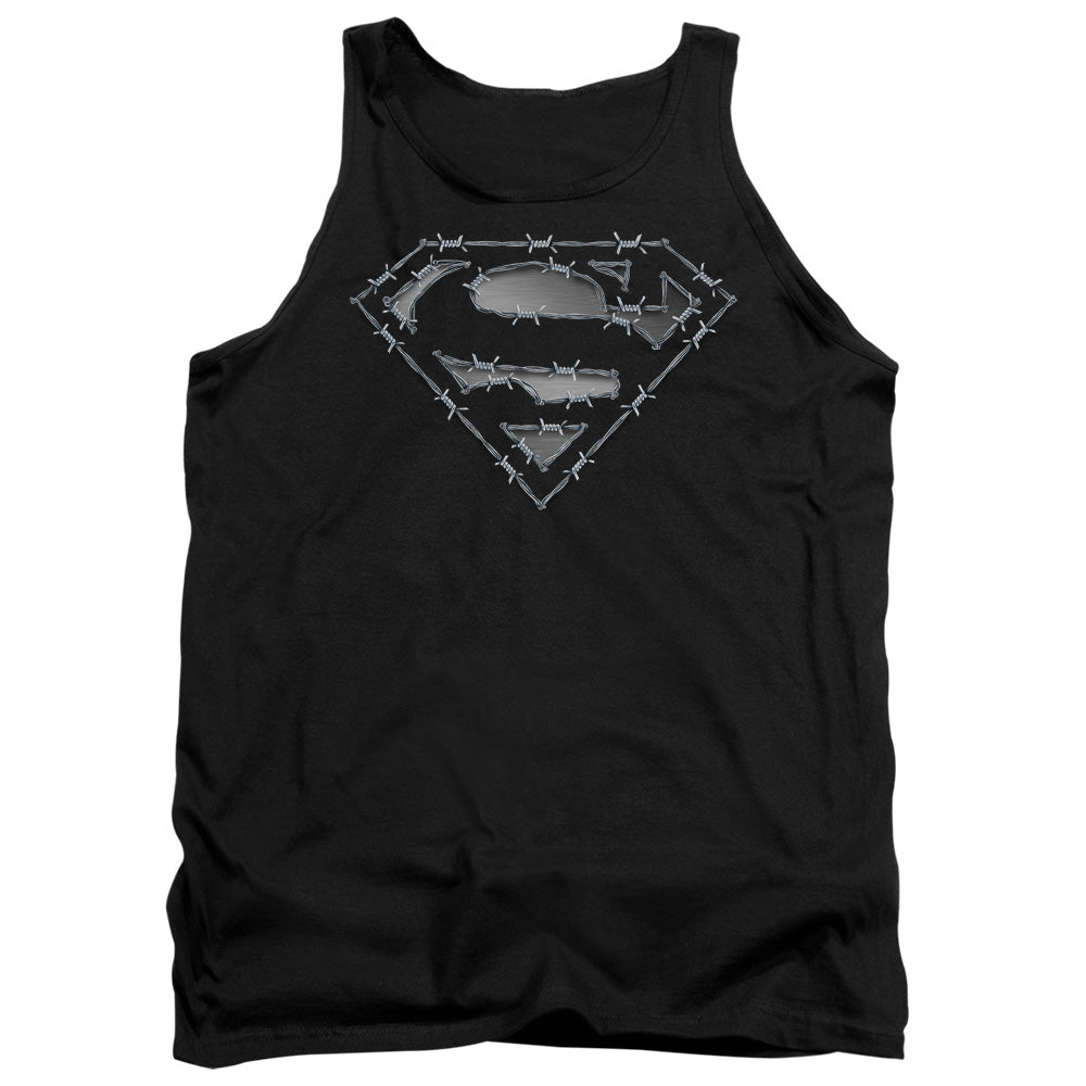 Superman - Barbed Wire - Adult Tank - Black