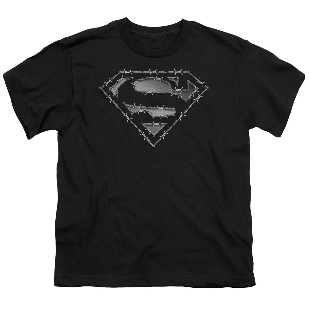Superman - Barbed Wire - Short Sleeve Youth 18/1 - Black T-shirt