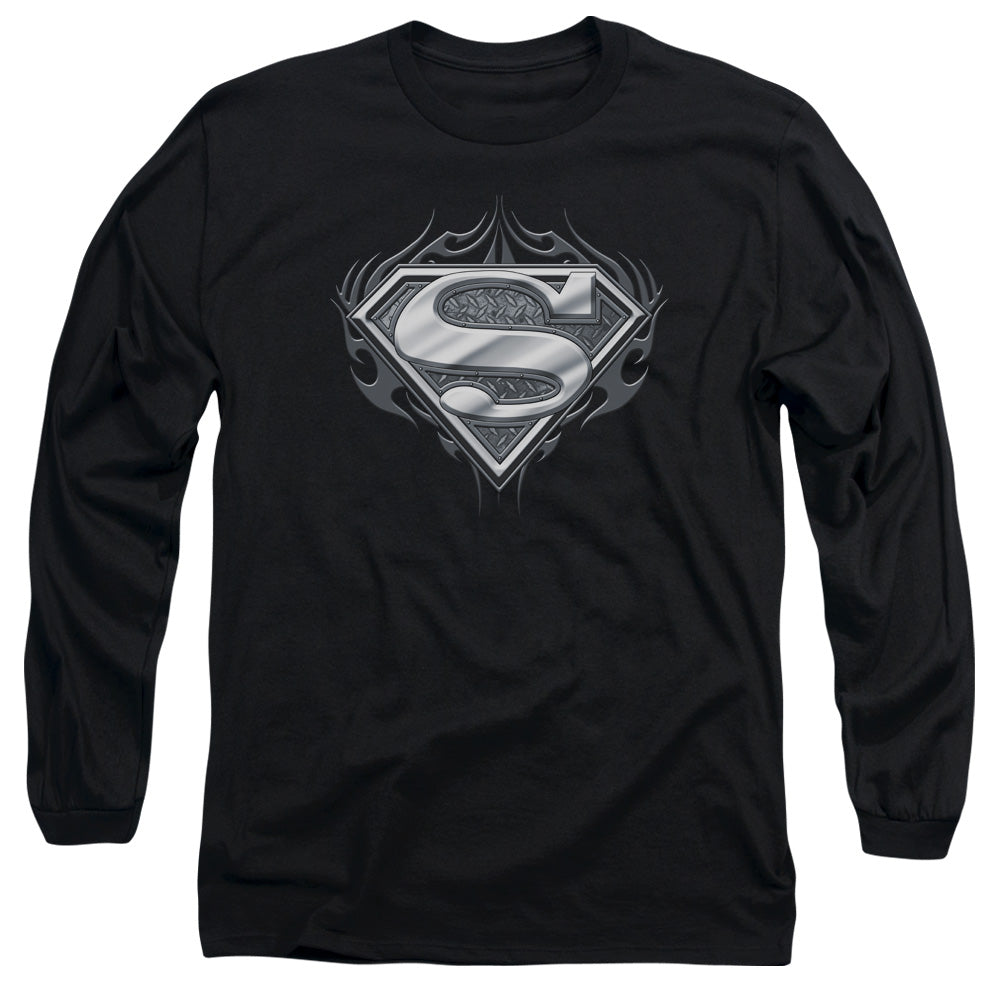 Superman - Biker Metal - Long Sleeve Adult 18/1 - Black T-shirt