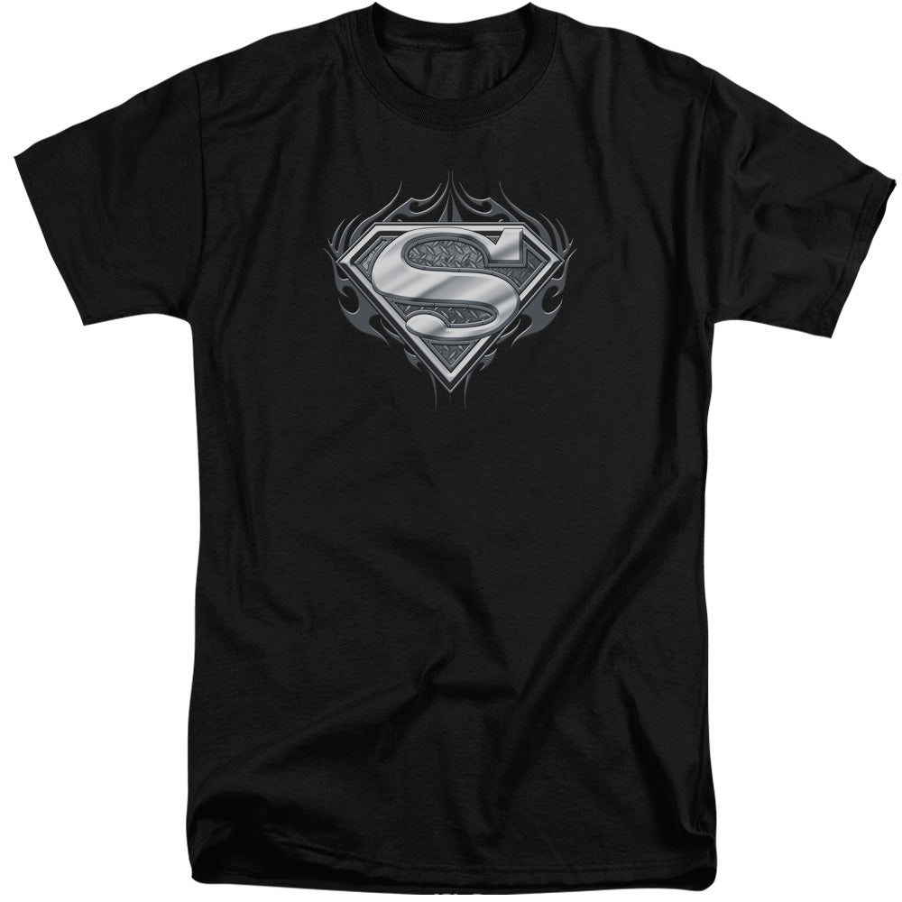 Superman - Biker Metal - Short Sleeve Adult Tall - Black T-shirt