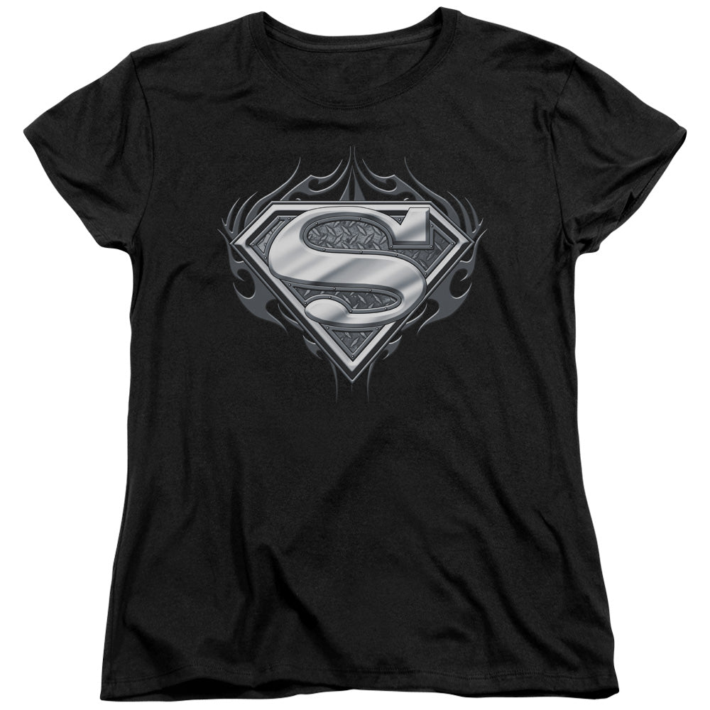 Superman - Biker Metal - Short Sleeve Womens Tee - Black T-shirt