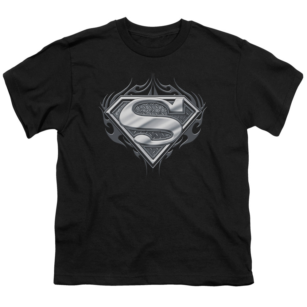 Superman - Biker Metal - Short Sleeve Youth 18/1 - Black T-shirt