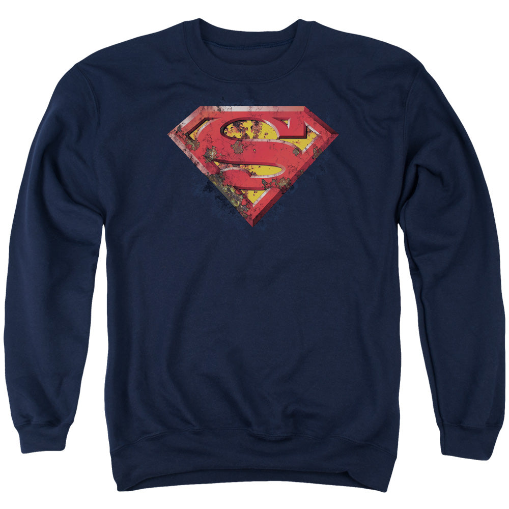 Superman - Rusted Shield - Adult Crewneck Sweatshirt - Navy