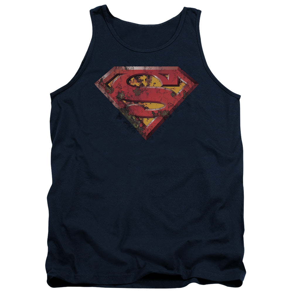 Superman - Rusted Shield - Adult Tank - Navy