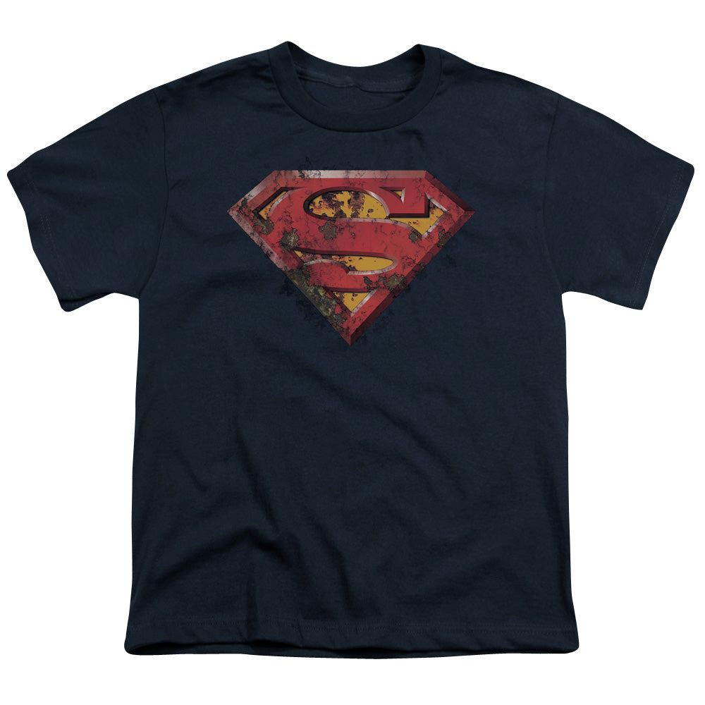 Superman - Rusted Shield - Short Sleeve Youth 18/1 - Navy T-shirt