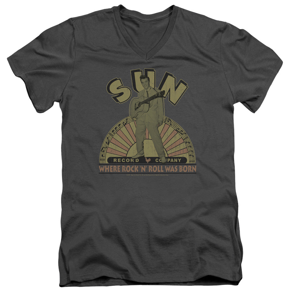 Sun - Original Son - Short Sleeve Adult V-neck - Charcoal T-shirt