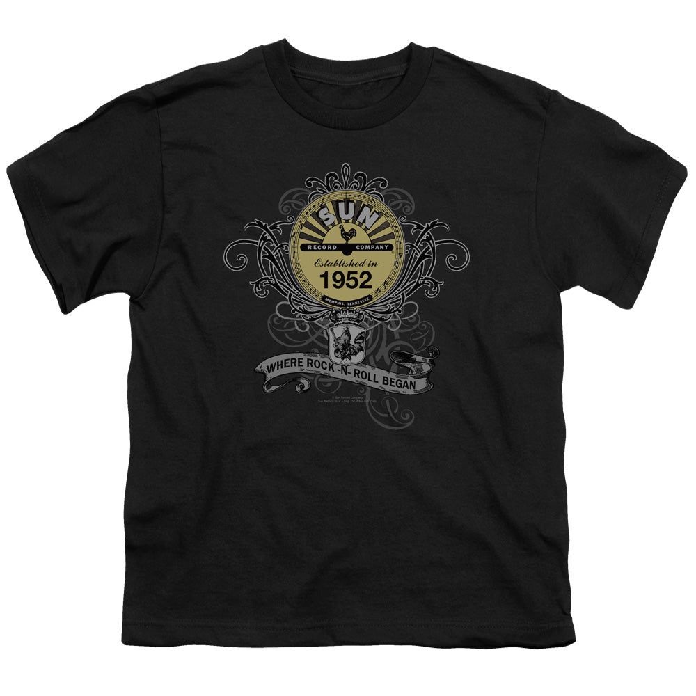 Sun - Rockin Scrolls - Short Sleeve Youth 18/1 - Black T-shirt