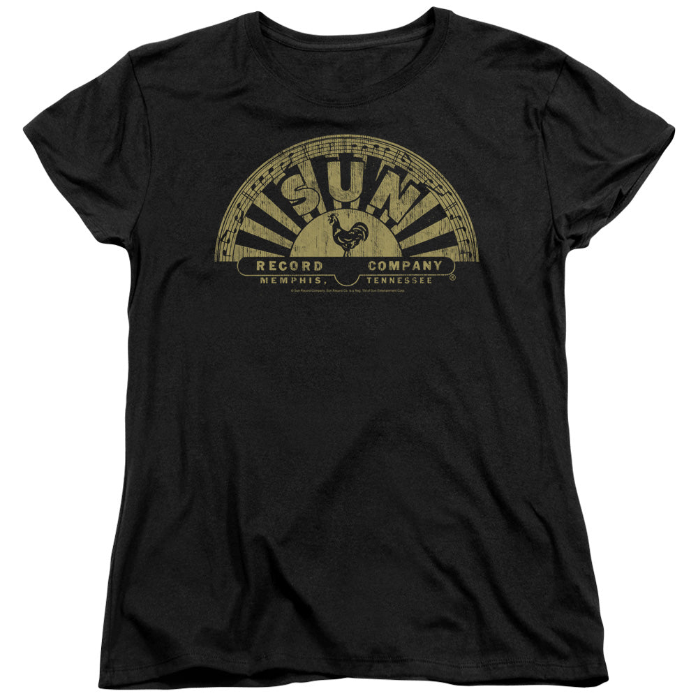 Sun - Tattered Logo - Short Sleeve Womens Tee - Black T-shirt