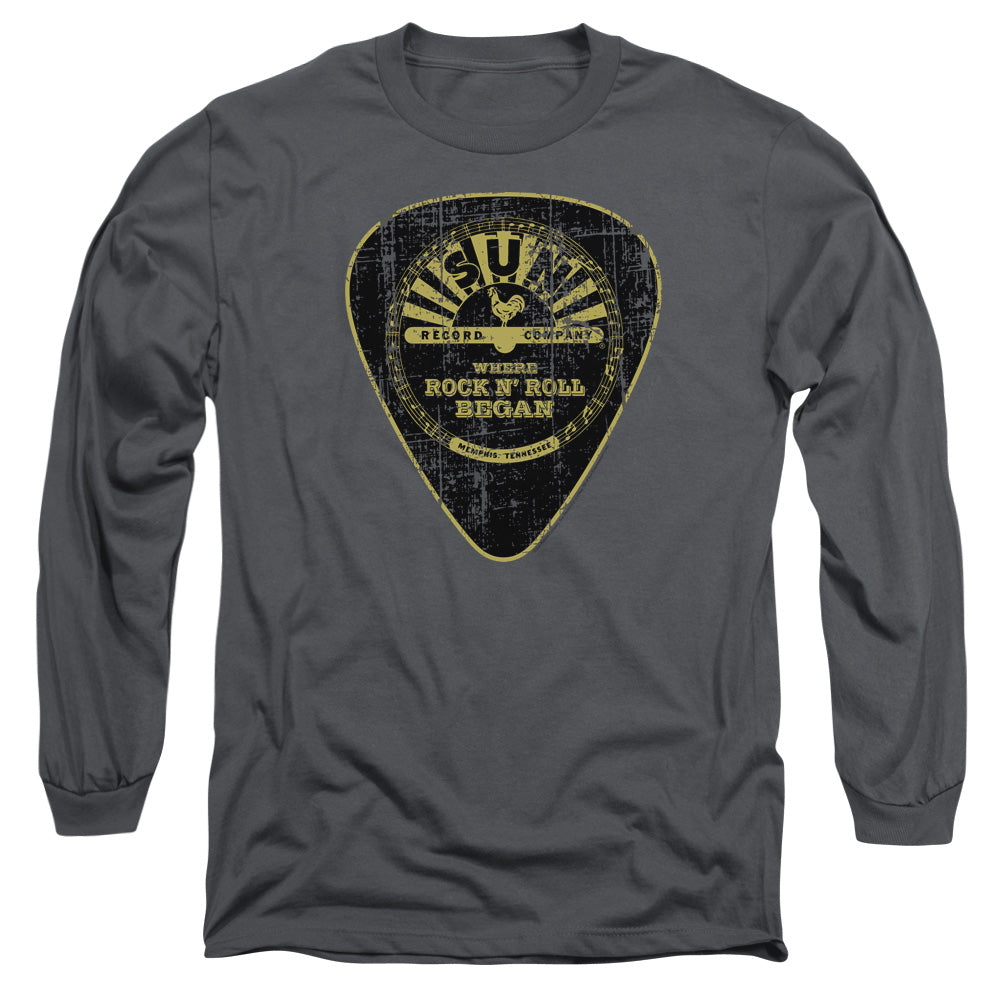 Sun - Guitar Pick - Long Sleeve Adult 18/1 - Charcoal T-shirt