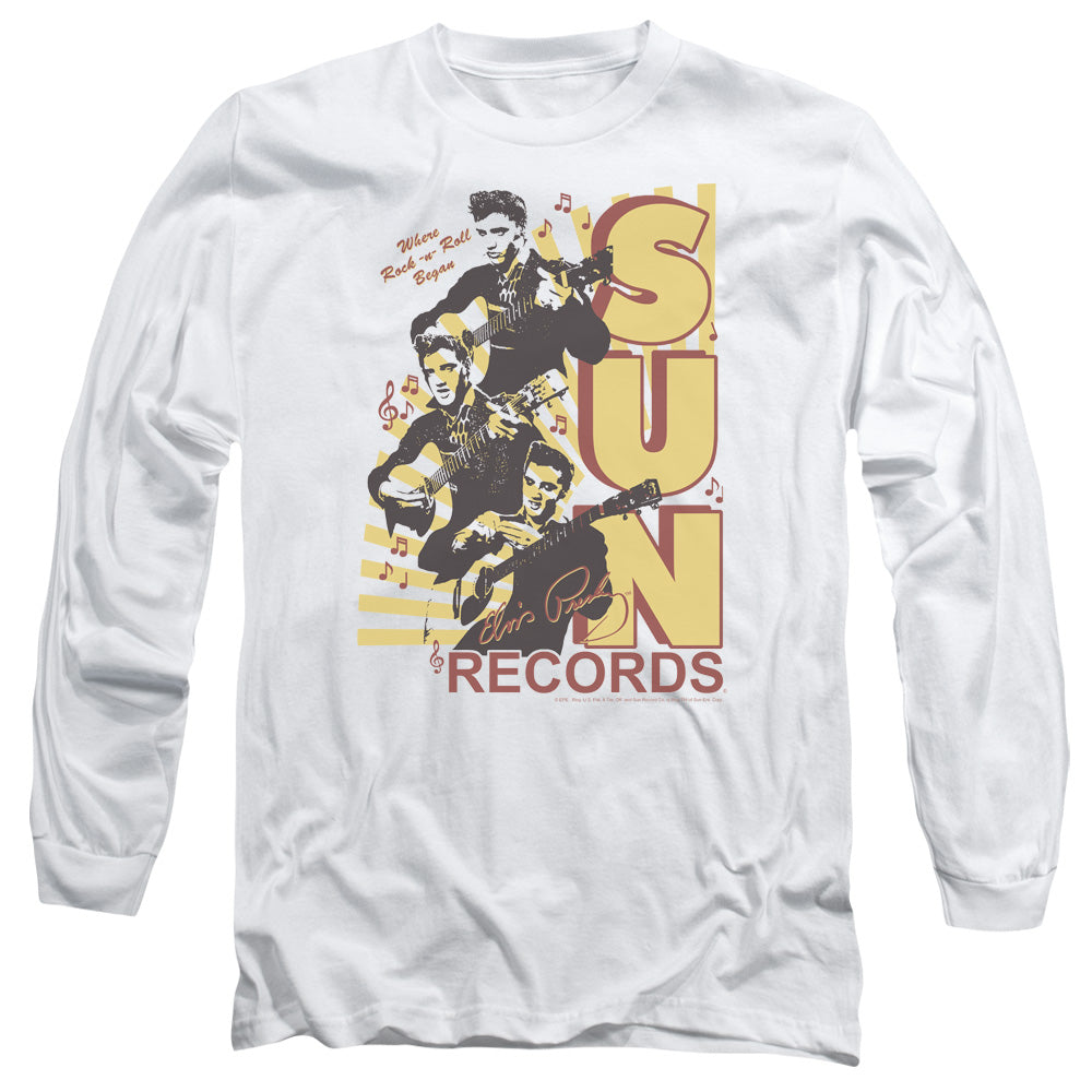 Sun - Tri Elvis - Long Sleeve Adult 18/1 - White T-shirt