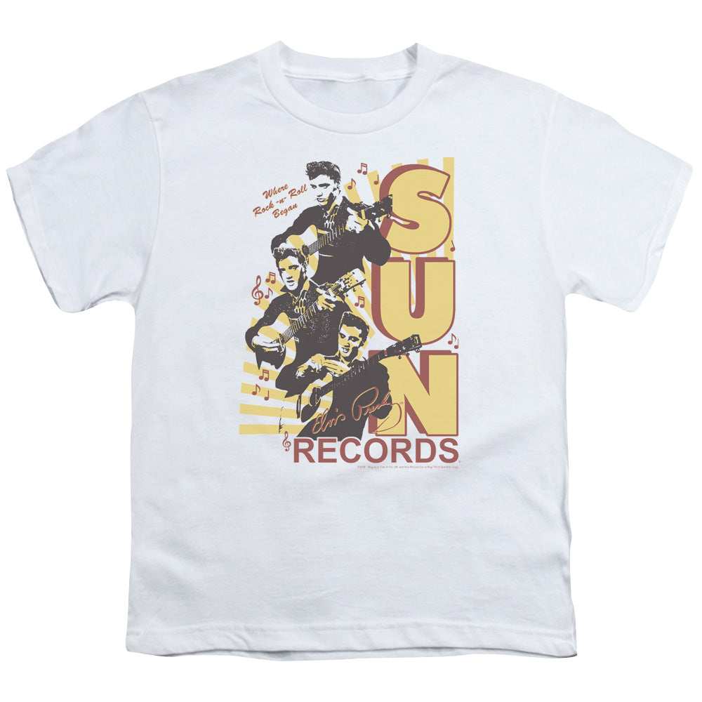 Sun - Tri Elvis - Short Sleeve Youth 18/1 - White T-shirt