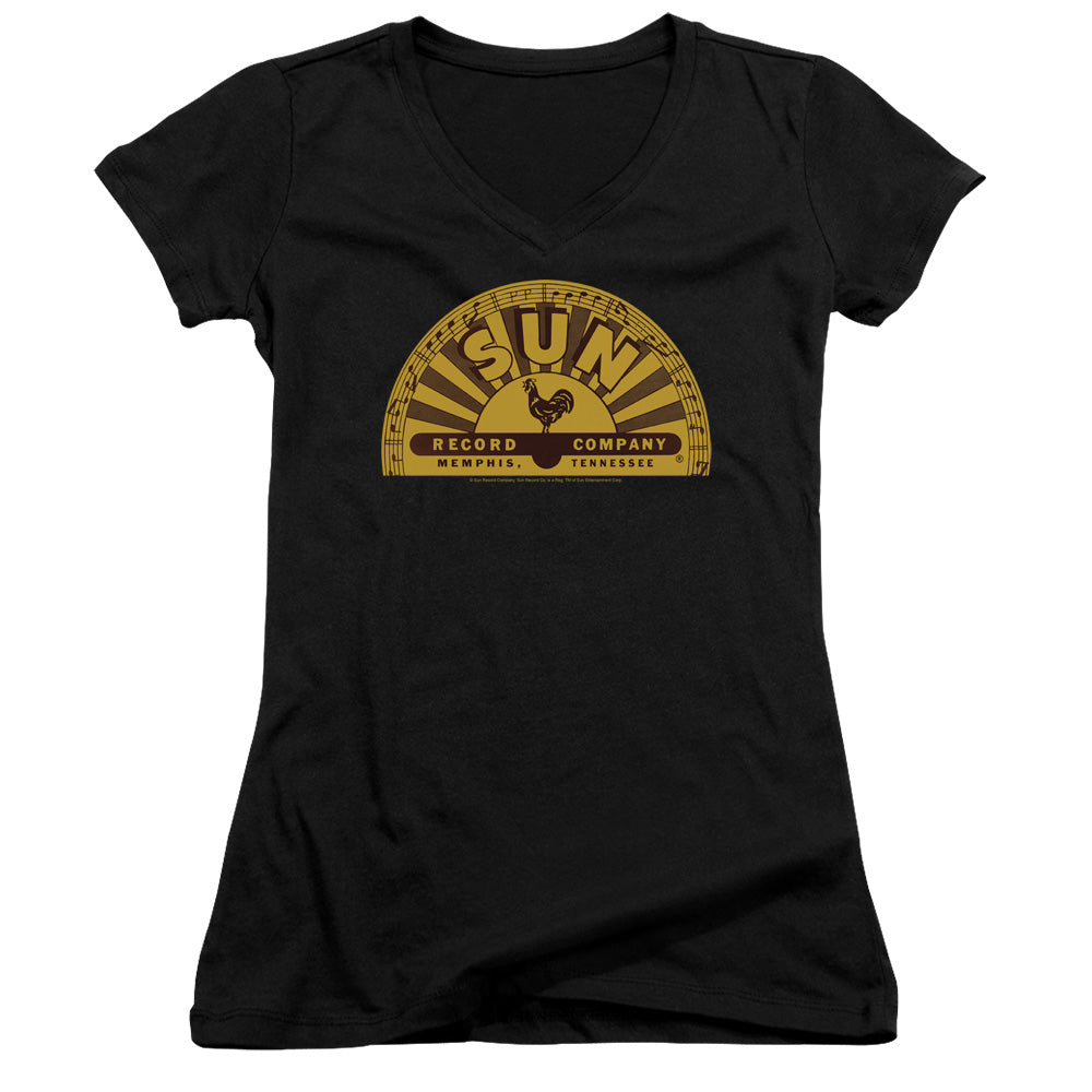 Sun - Traditional Logo - Junior V-neck - Black