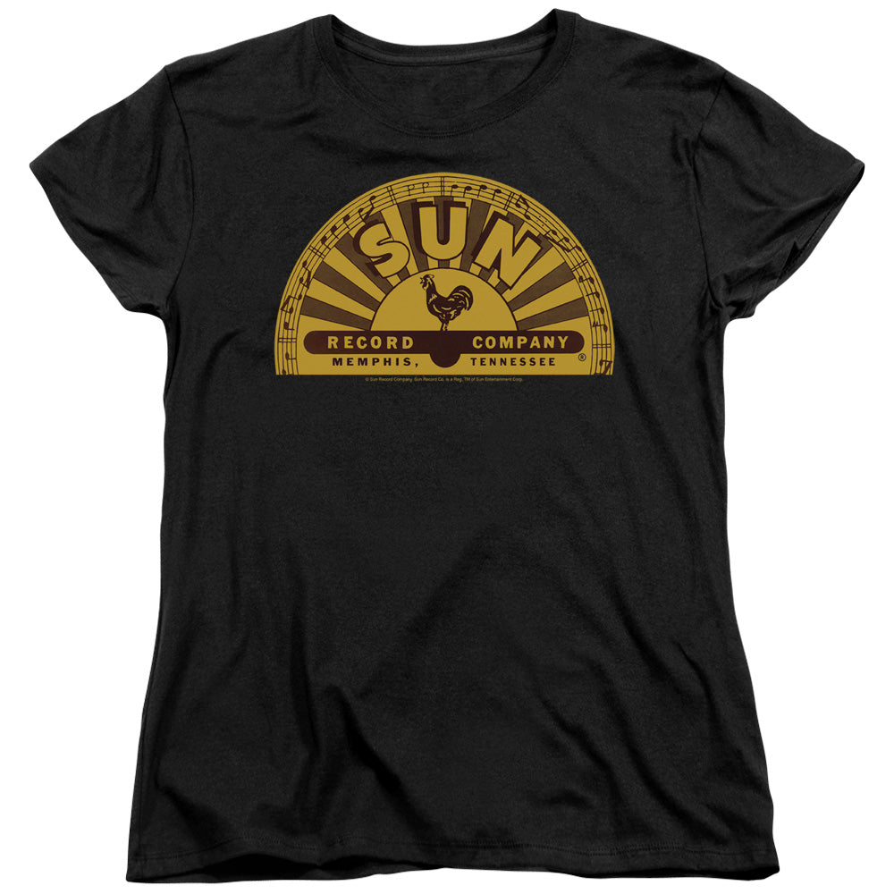 Sun - Traditional Logo - Short Sleeve Womens Tee - Black T-shirt