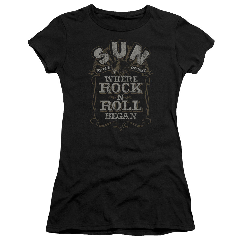 Sun - Where Rock Began - Short Sleeve Junior Sheer - Black T-shirt