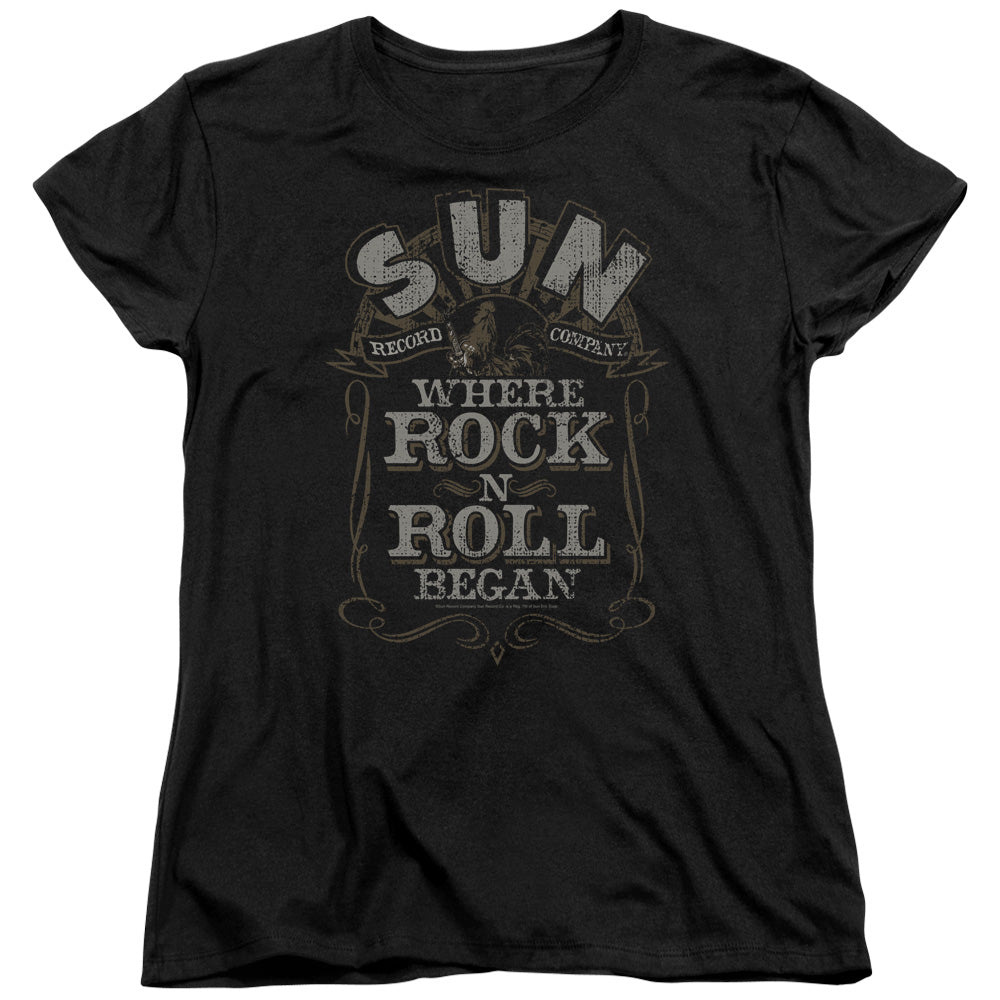 Sun - Where Rock Began - Short Sleeve Womens Tee - Black T-shirt