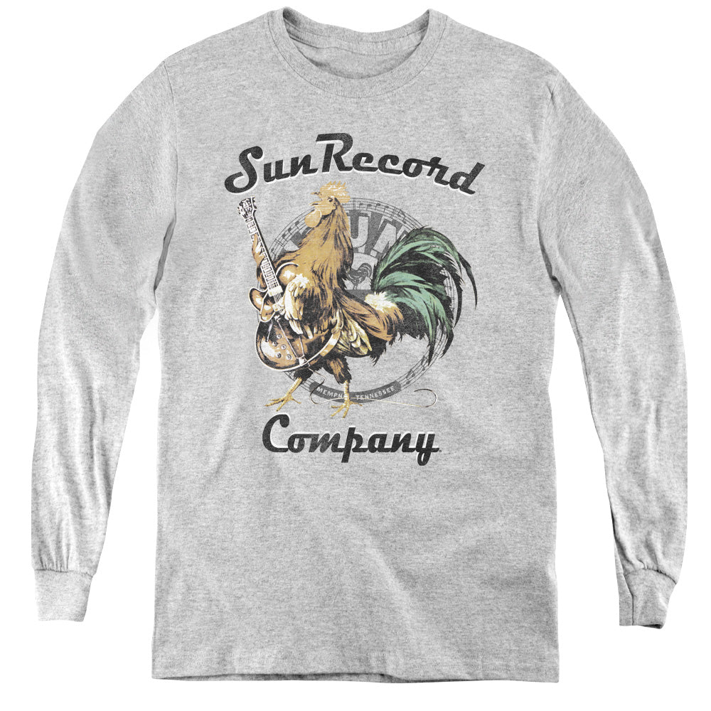 Sun - Rockin Rooster Logo - Youth Long Sleeve Tee - Athletic Heather