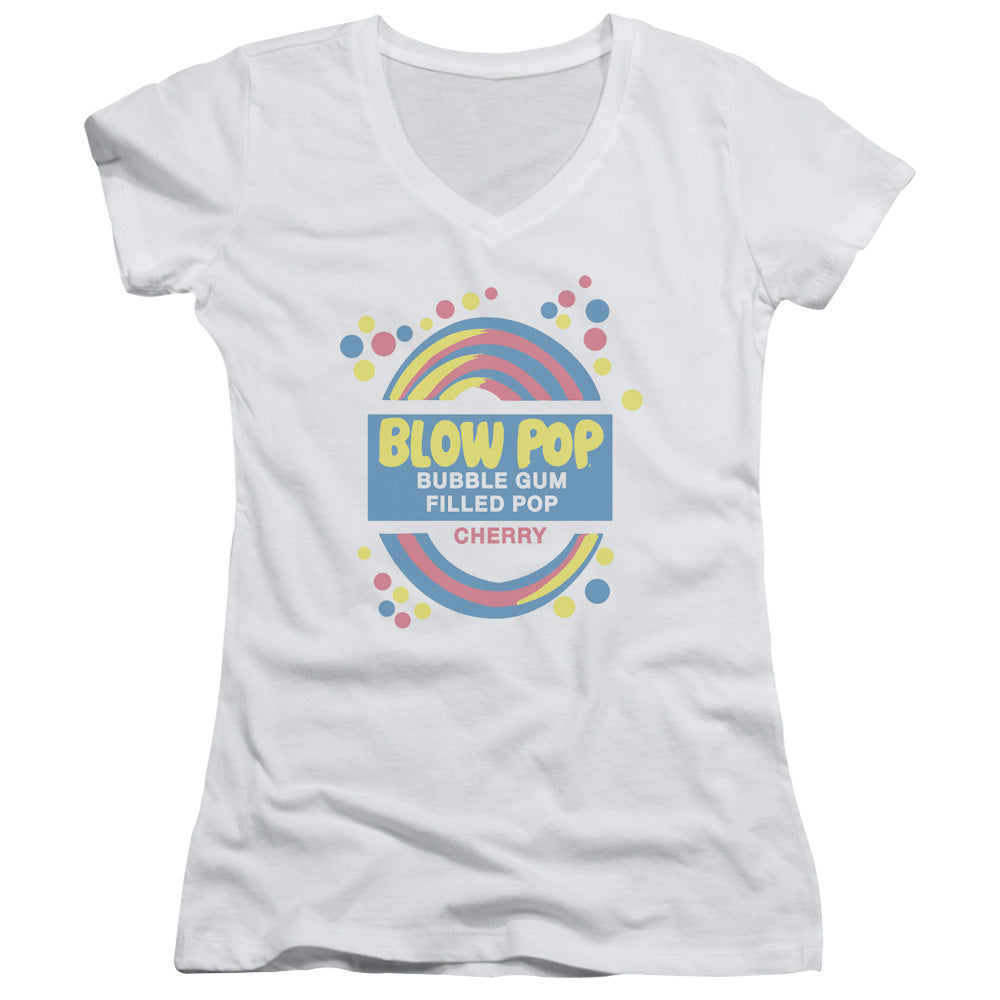 Tootsie Roll - Blow Pop Label - Junior V-neck - White