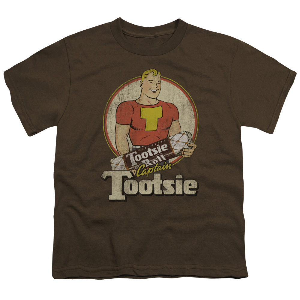 Tootsie Roll - Captain Tootsie - Short Sleeve Youth 18/1 - Coffee T-shirt