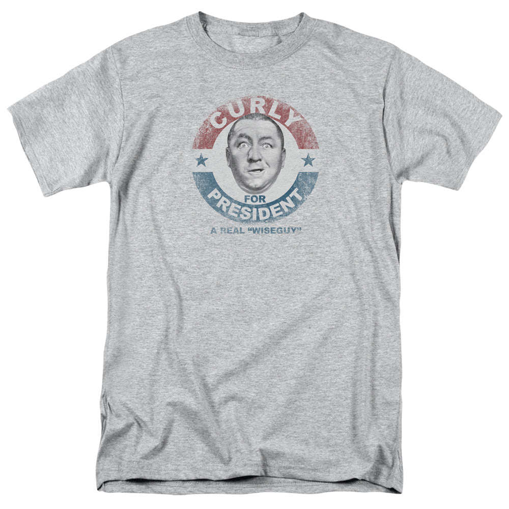 Three Stooges - Curly For President - Short Sleeve Adult 18/1 - Athletic Heather T-shirt