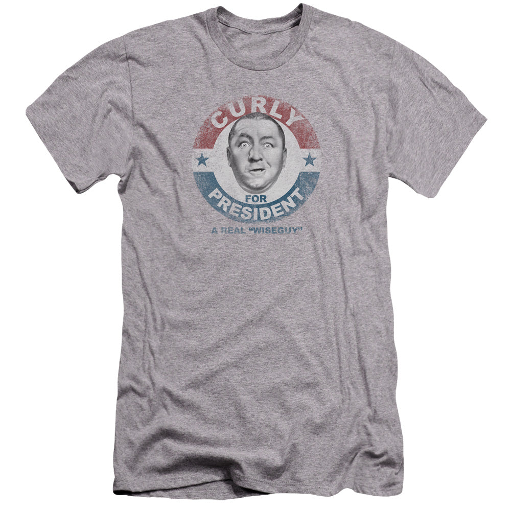 Three Stooges - Curly For President-premuim Canvas Adult Slim Fit 30/1 - Athletic Heather