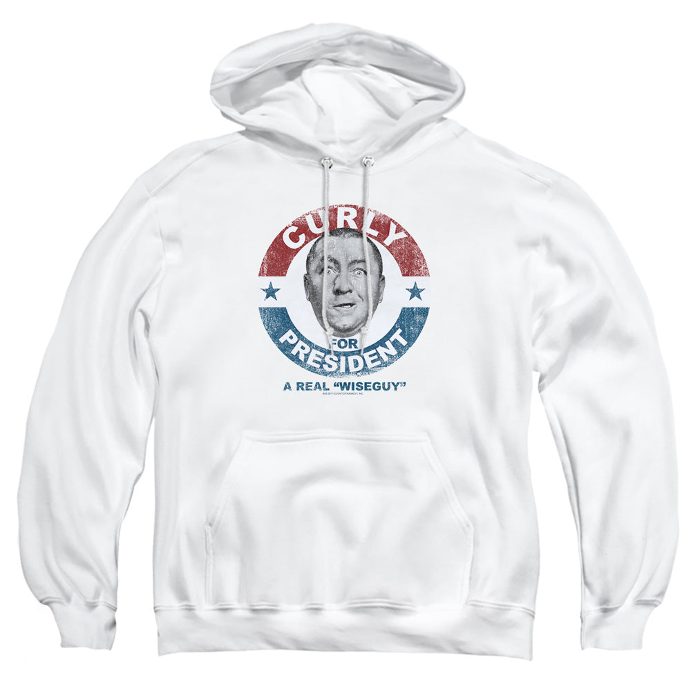 Three Stooges - Curly For President - Adult Pull-over Hoodie - White