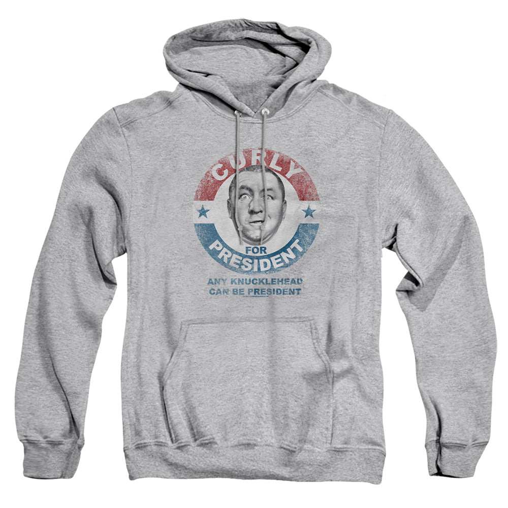Three Stooges - Curly For President - Adult Pull-over Hoodie - Athletic Heather