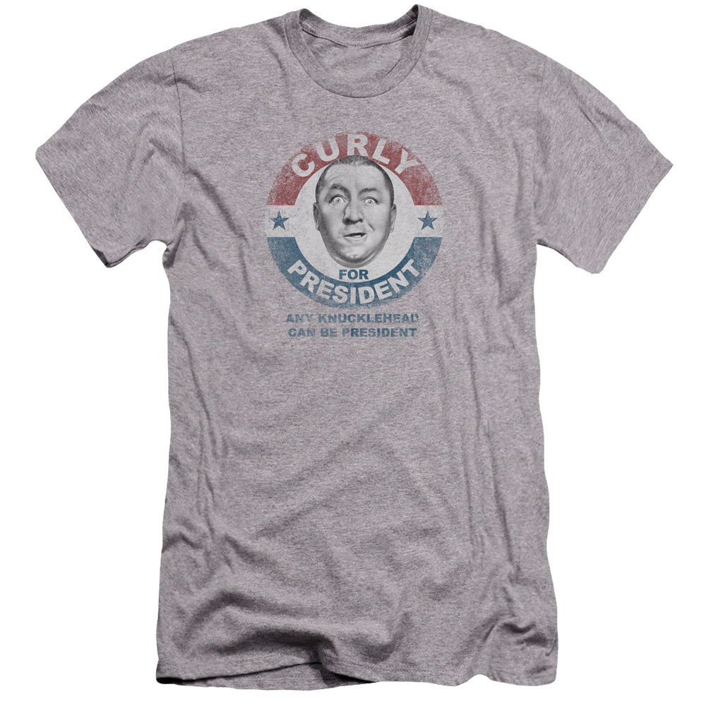 Three Stooges Curly For President-premuim Canvas Adult Slim Fit