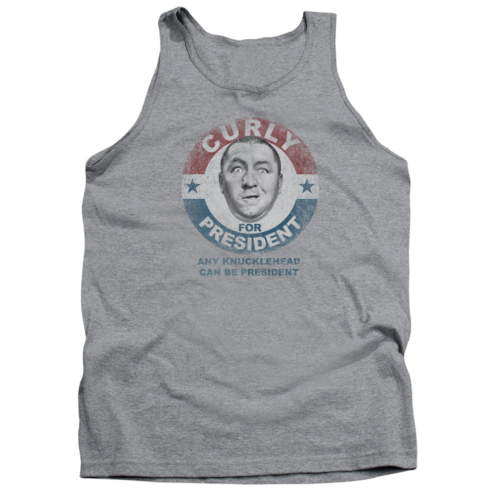 Three Stooges - Curly For President - Adult Tank - Athletic Heather