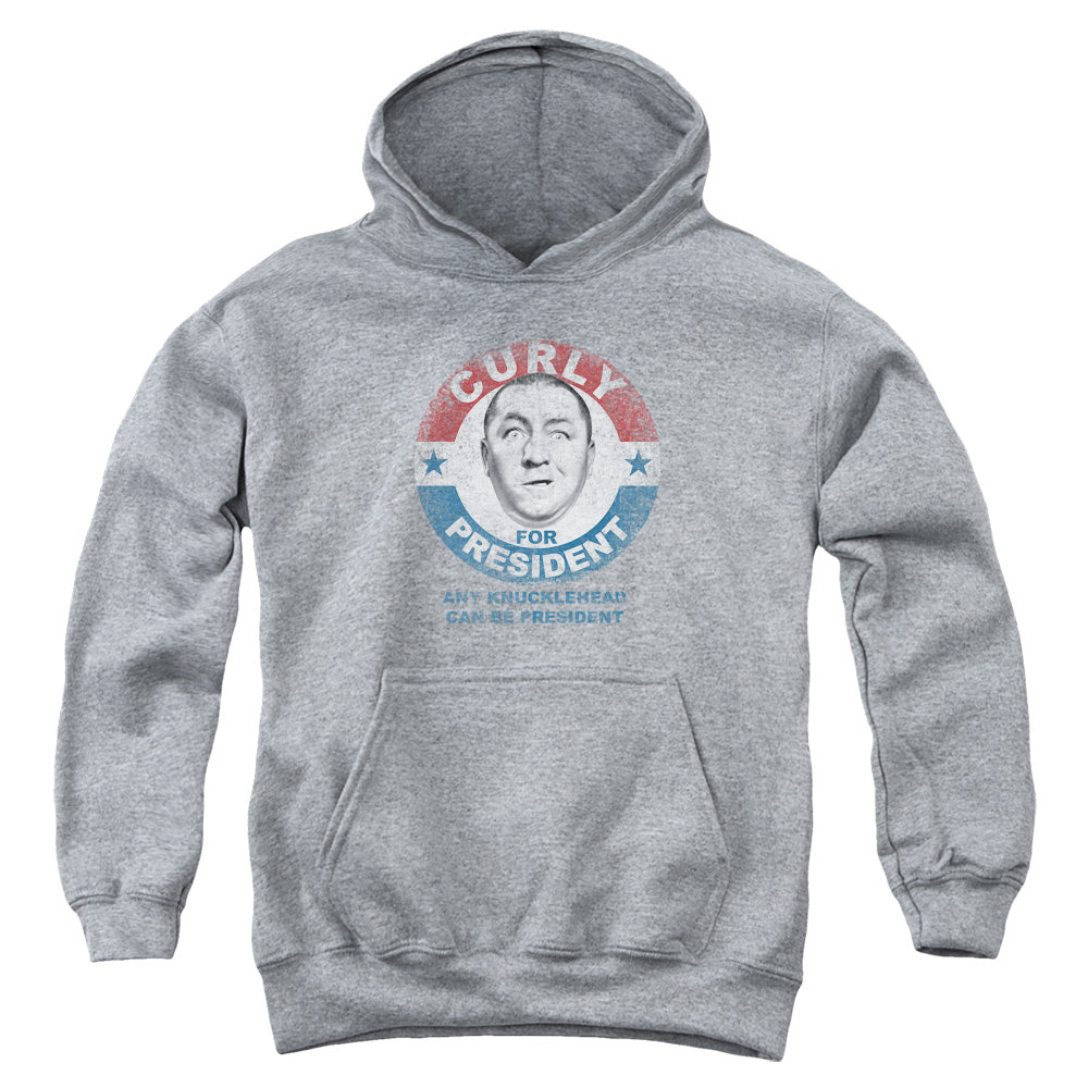 Three Stooges - Curly For President - Youth Pull-over Hoodie - Heather